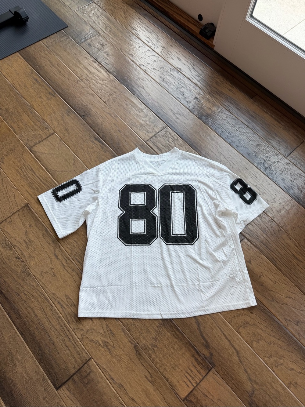 White Mesh Jersey with Black Number 80